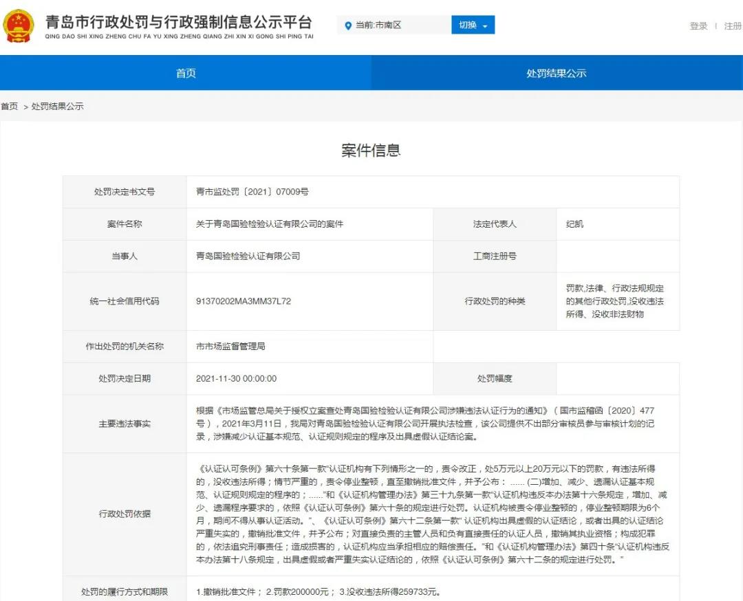 企業選擇認證機構要注意了！涉嫌出具虛假認證結論，一機構被罰